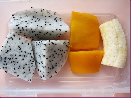 Dragon Fruit and Mango Sorbet in Glass Bowl